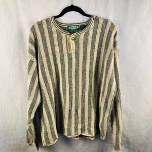 Arcadia Rustic‎ Simplicity Men's Cotton Blend Striped Sweater Large